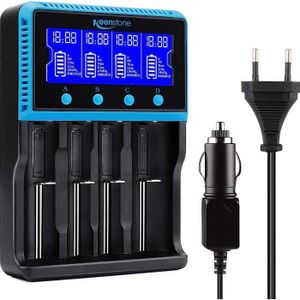 KINDEN 18650 Chargeur Piles 4 Slot Automatique avec Charge Affichage LCD  Mode pour Li-ION Ni-MH Ni-CD AA AAA AAAA C 22650 18490 18350 RCR123 (Les  Piles ne comprennent Pas) : : High-Tech
