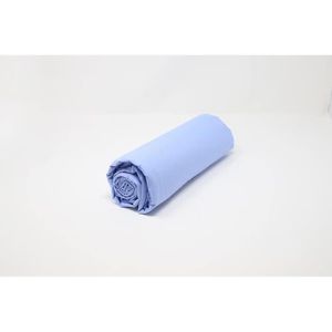 Drap housse imprimé 160x200 cm percale de coton ROMEO bleu