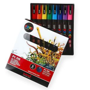 KIT DE DESSIN Posca – Coloriage PC-3 M couleurs essentielles Lot de 8 – Dans une boîte cadeau