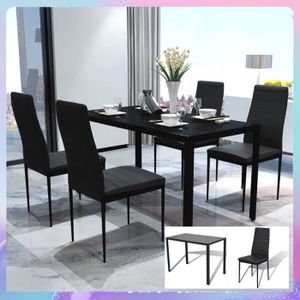 Ensemble table et chaise de jardin NEUF 5pièces Noir Moderne Ensemble de table pour salle à manger -YES VGEBY