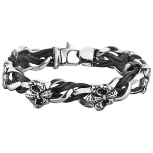 Bracelet Noir Avec Fermoir Manille Lyre - Neuf Avec étiquettes - Marque CLJ Charles Le Jeune - 21,5 Cm
