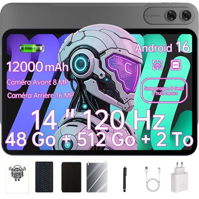 Tablette Enfants Avec Wifi 6,Android 13,7Go Ram + 64Go Rom (1Tb Tf),Contrôle Parental,Tablette