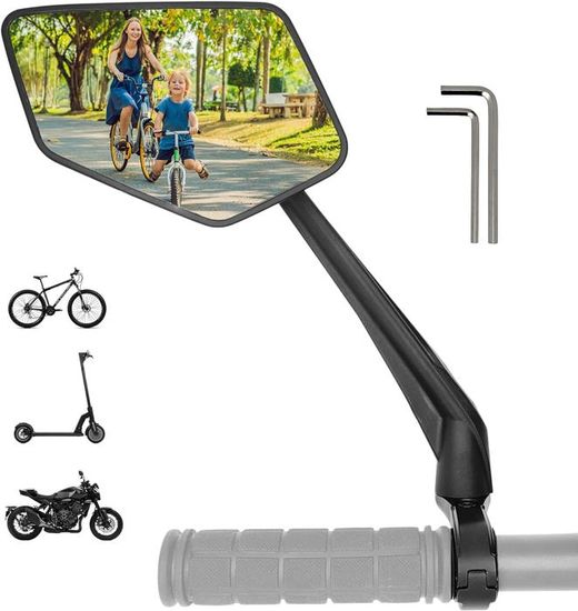 Rétroviseur Vélo Avec 12 Réflecteurs - Guidon 22-25.4mm - VTT, Trottinette, Scooter - Gauche