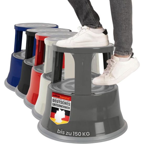Tabouret Marchepied TIO-M Hjh OFFICE - Plastique Avec Roulettes, Hauteur 42 Cm, Charge 150 Kg