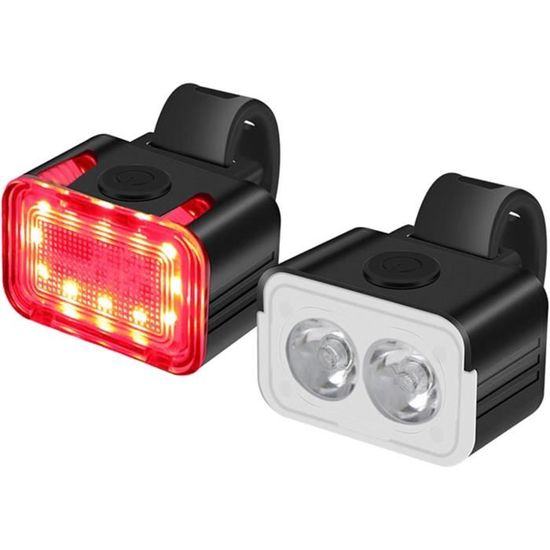 Kit éclairage Vélo Avant/arrière Rechargeable USB - 4 Feux LED Puissants, étanches IPX5 - 4/6 Modes - 6