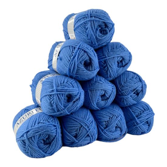 Lot De 8 Pelotes De Laine à Tricoter - Couleurs Bleu Et Marine Variées - Laine Et Mohair - Fabriqué à Roubaix