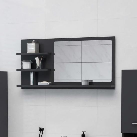 Nouveauté!Miroir Décoratif - Miroir Attrayante salon de salle de bain Gris 90x10,5x45 cm Aggloméré362