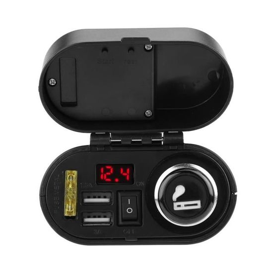ARAMOX adaptateur allume-cigare de moto Adaptateur de chargeur GPS de téléphone USB double moto étanche avec prise allume-cigare