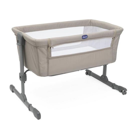 Chicco Next2Me Go - Lit Bébé Près Du Lit Parental, Hauteur Réglable Sur 6 Niveaux, Inclinable Anti-Reflux, Filet Ventilation, Matelas Et Sac De Voyage Inclus
