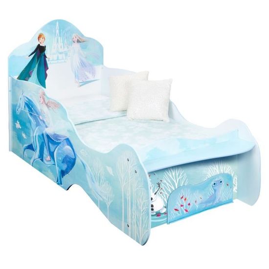 Disney La Reine des Neiges - Lit pour enfants avec étagère et tiroir de rangement sous le lit pour matelas 140cm x 70cm