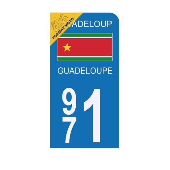 Plaque 4D Voiture - 971 - Guadeloupe - Homologué