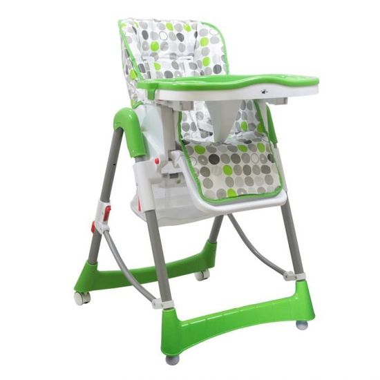 MONSIEUR BEBE Chaise haute bebe pliable - Réglable hauteur, dossier et tablette - Jusqu'à 18Kg - Vert