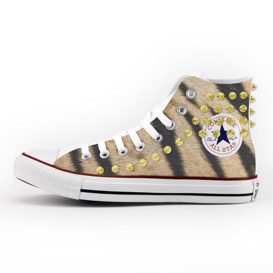 Converse All Star Personnalise Imprimes et Cloute chaussures a la main produit Italien tiger
