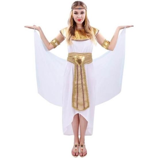 Costume adulte femme reine d'Egypte - PTIT CLOWN - Blanc et doré or - Taille S-M