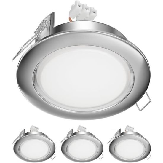 6 Spots LED Encastrables Zobe Plat GX53 Chromé