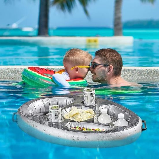 Porte-gobelet Gonflable Pour Piscine - 7 Trous, PVC, Design Ananas, Pour Fêtes Et Plage