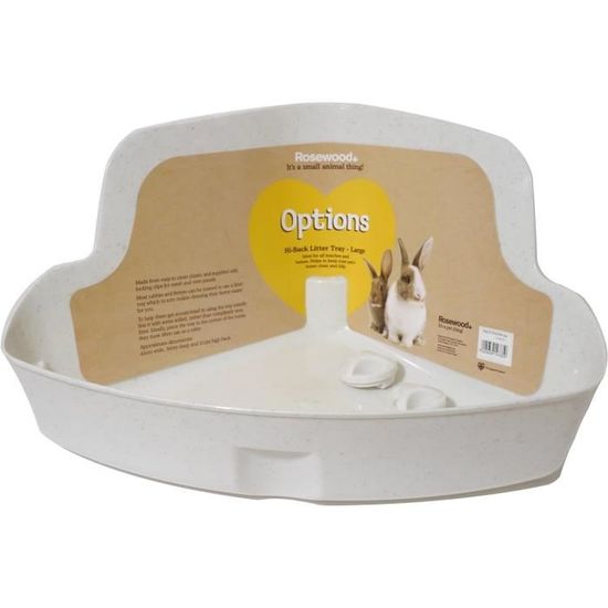 2 Bacs à Litière Pour Lapin Nain Et Petits Animaux - Design Triangulaire Compact Blanc - Avec Base Filtrante - Facile à Nettoyer
