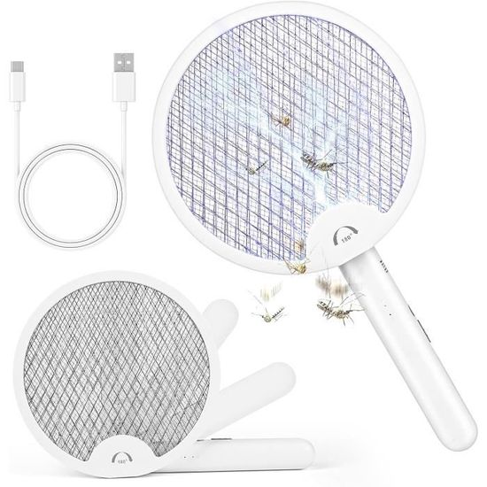 Raquette Anti Moustique, Lampe Anti Moustique, ABURNUDREY Avec Base De Chargement Contre Moustiques, Mouches, Insectes, Volants - Au Quotidien