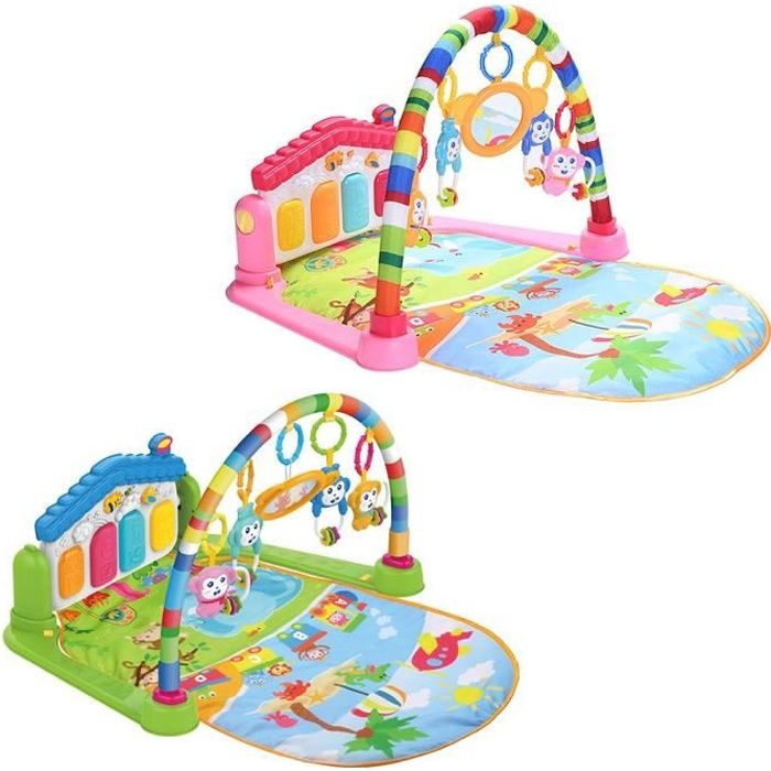 Tapis D'Éveil Musical Pour Bébé, Tapis De Jeu Musical Pour Bébé Jouer Au Piano, Avec Jouets Suspendus Vert