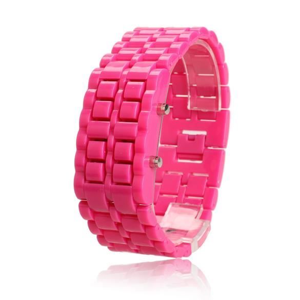 Volcanique Faceless LED numériques plastique poignet Montre sport Rose