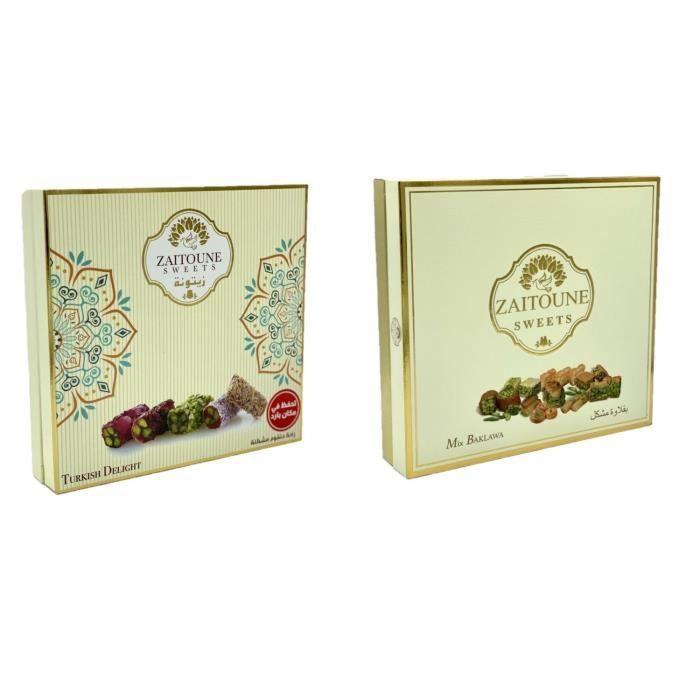 Assortiment de coffrets Zaitoune : baklawa et loukoum