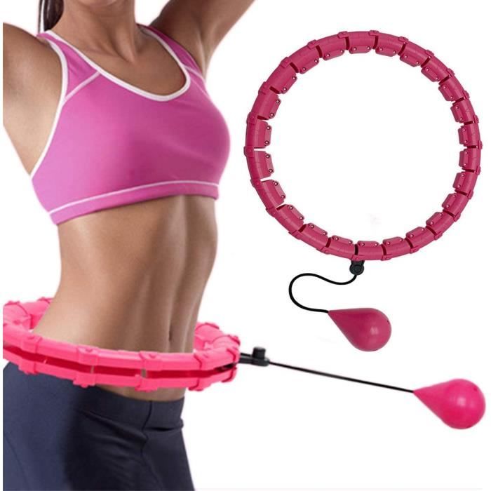 Cerceau Hula Hoop,Smart Weighted Fitness Adulte Hula Hoop, ​Cercles Auto-Spinning Pilates,Taille Réglable,24 Noeud