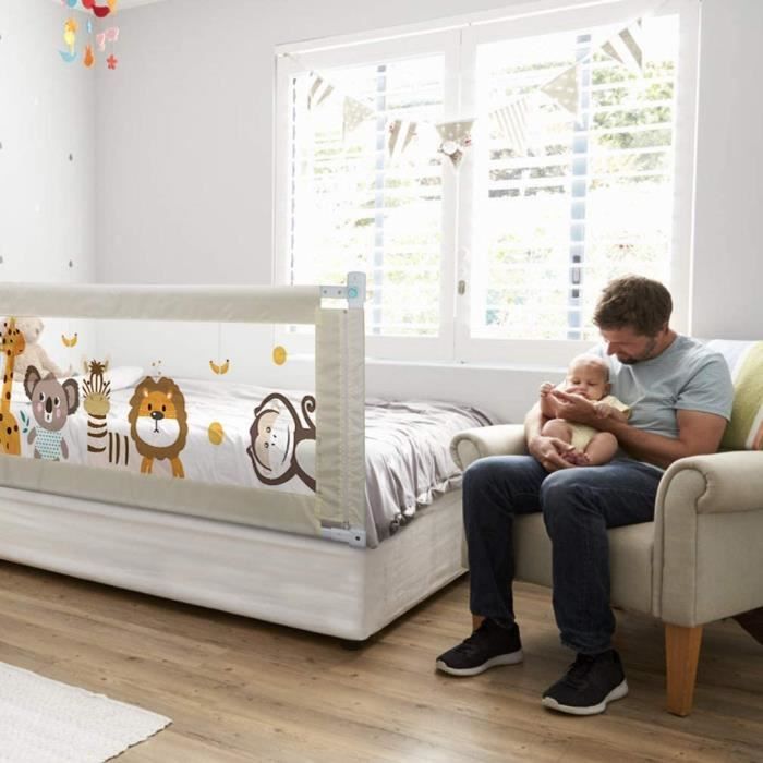 Fascol Barrière de Lit Enfant 180 x 93cm, Lit Bébé Barrière avec Tissu Oxford, Grande taille, Barrière de Lit pour Enfants de 1 à 7
