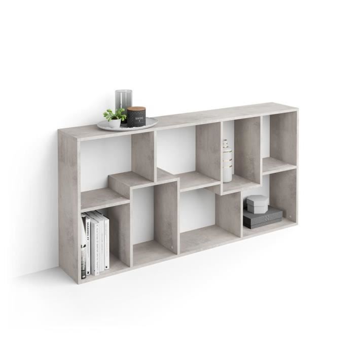 Mobili Fiver, Bibliothèque XS Iacopo (160,8 x 80 cm), Béton, Mélaminé, Made in Italy