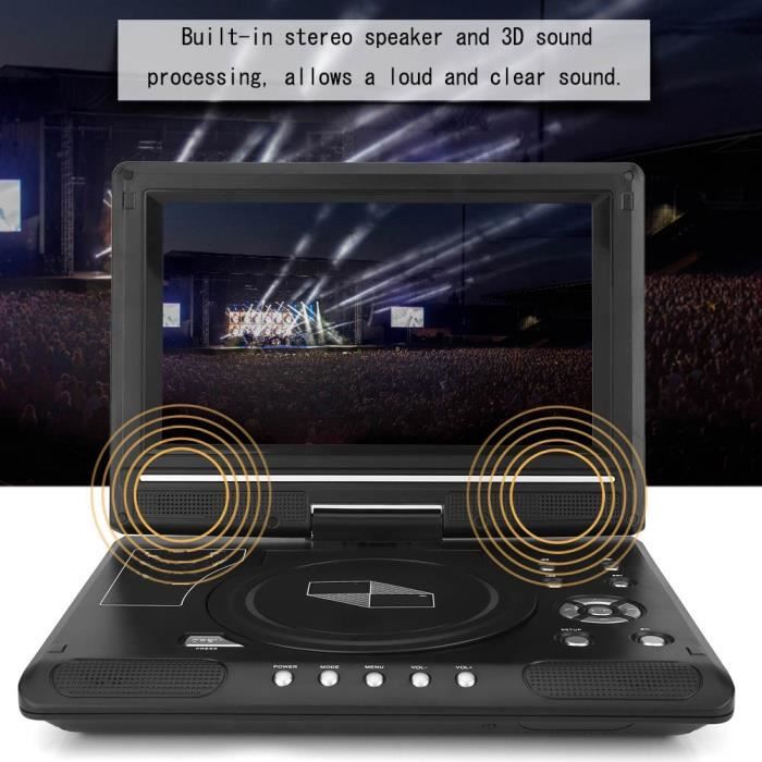 AYNEFY lecteur DVD portable Portable HD 9.8 `` écran LCD lecteur DVD jeu lecteur TV récepteur radio FM avec prise ue