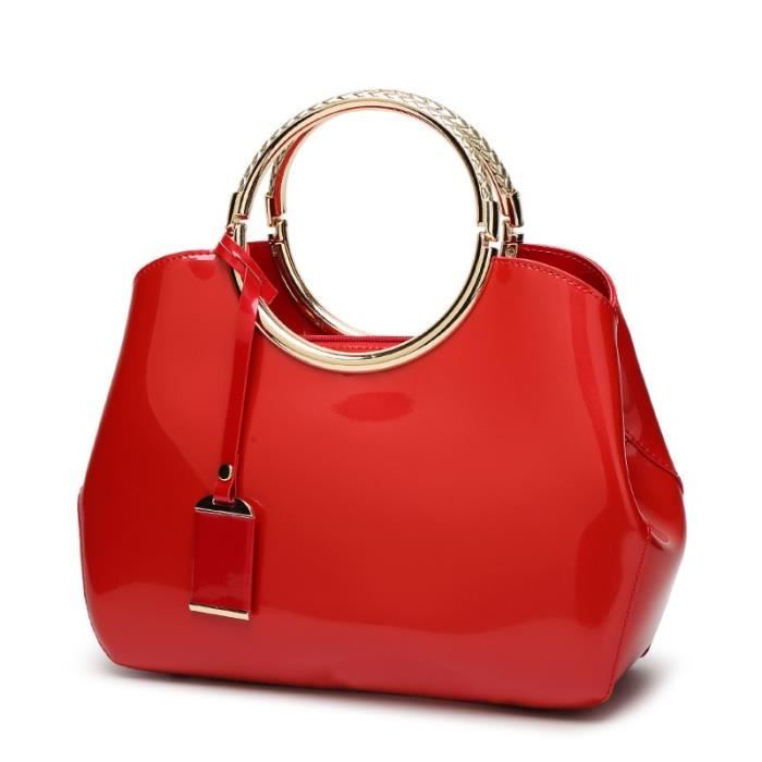 Sac à main,Sacs à main en cuir verni pour femmes,s de bonne qualité,s de marques - Type Rouge