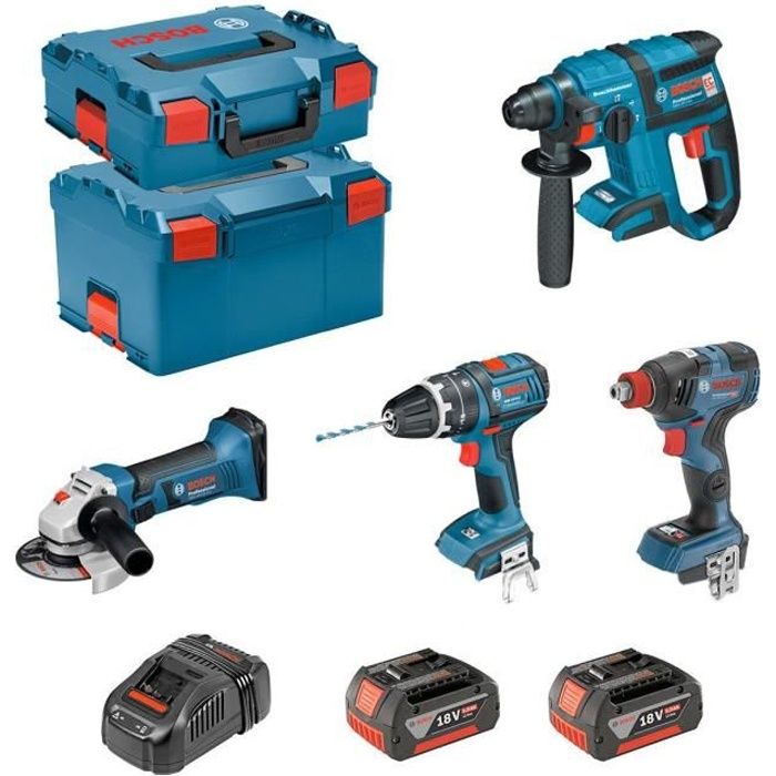 BOSCH Kit PSG4P2DEC (GBH 18V-EC + GSB 18V-21 + GWS 18-125 V-LI + GDX 18V-200C + 2 x 5,0Ah + GAL1880CV + L-Boxx 238 + L-Boxx 136)