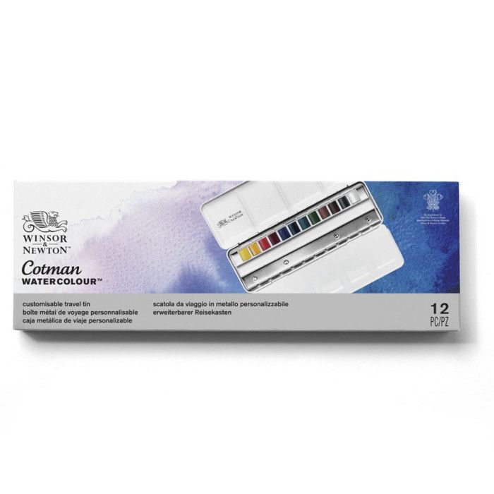 WINSOR & NEWTON blue box cotman 12 x1/2 godets