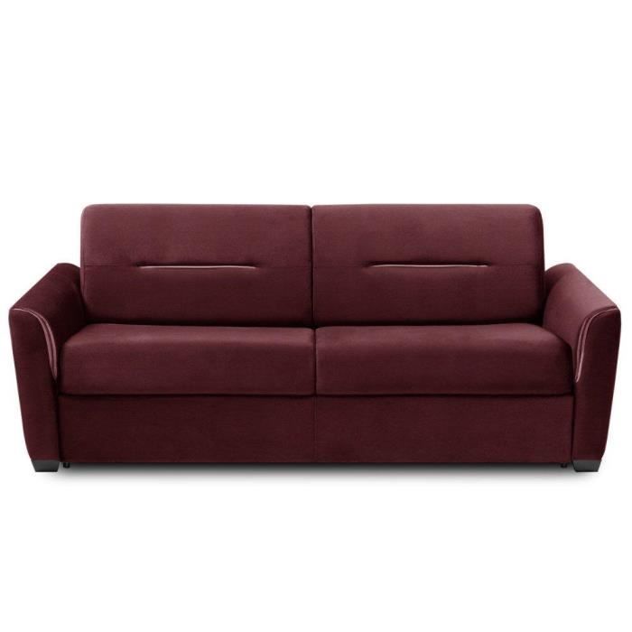 Canapé convertible EXPRESS AMAZONE 160cm matelas 16cm cuir vachette bordeaux bordeaux Tissu Inside75