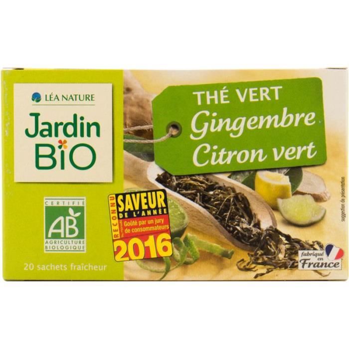 JARDIN BIO Thé vert gingembre et citron bio - 30g