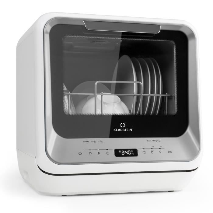 Mini Lave Vaisselle sans Raccordement - Klarstein - Lave-vaisselle Pose Libre 2 Couverts - 6 Programmes - Mini Machine à Vaisselle