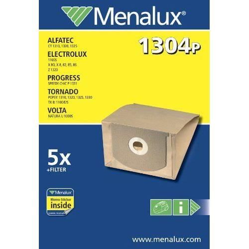 Menalux 1304P 5 Sacs Aspirateur Compatible pour Tornado + 1 Micro Filtre + 1 Filtre Moteur