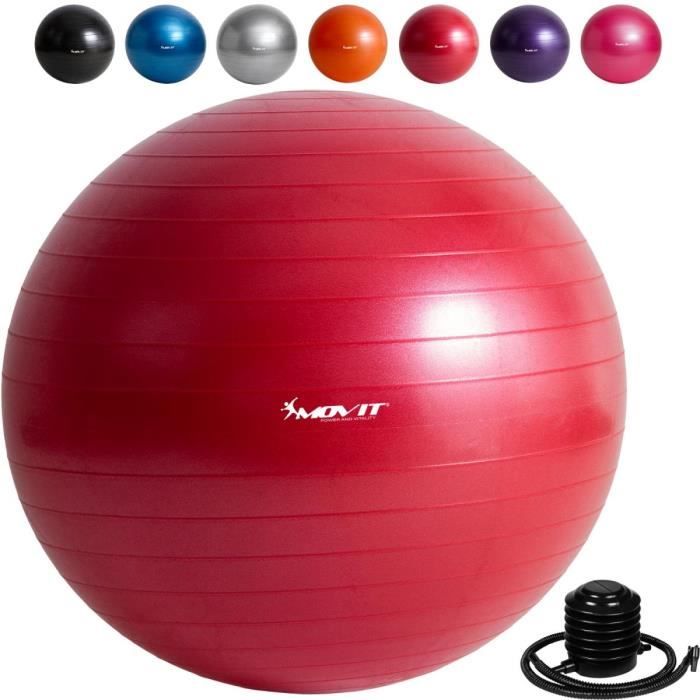 MOVIT Balle de gymnastique rouge, 85 cm avec pompe