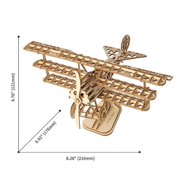 ROBOTIME Biplan de puzzle en bois 3D - Jouets éducatifs Enfants à construire - Bricolage - Modèle de construction