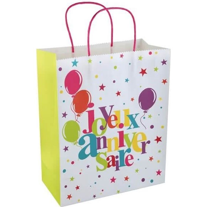 Sac cadeau anniversaire multicolore (x1) REF/6205