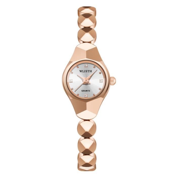 SHARPHY Montre femme diamant quartz petit acier inoxydable sangle étanche mode luxe or rose