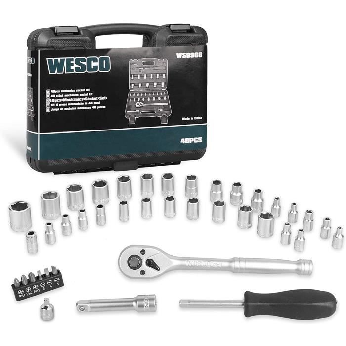 WESCO Coffret de douilles et embouts (40 pièces) WS9966