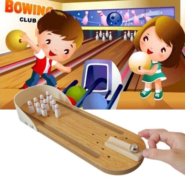Jouet En Bois Pour Les Enfants Et Les Adultes, Taille: 29,5 X 10 Cm Table De Bureau Classique Ball Toy Mini Jeu De Bowling - 155536