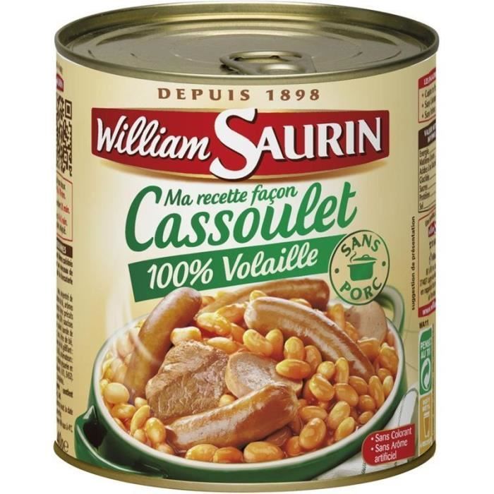 WILLIAM SAURIN - Ma Recette Façon Cassoulet 100% Volaille 840G - Lot De 4