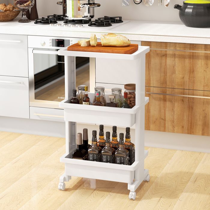 CarolynDesign Paniers De Rangement Cuisine Fil De Fer Noir Avec Roulettes - Empilables Pour Légumes Et Fruits