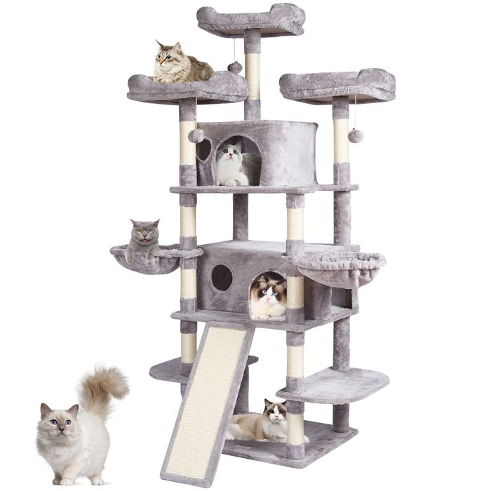 Meilleurs prix pour Arbre à Chat-VEVOR-Maison pour Chat avec Balle suspendue, Centre D'activités pour Meubles pour chats-Gris Clair
