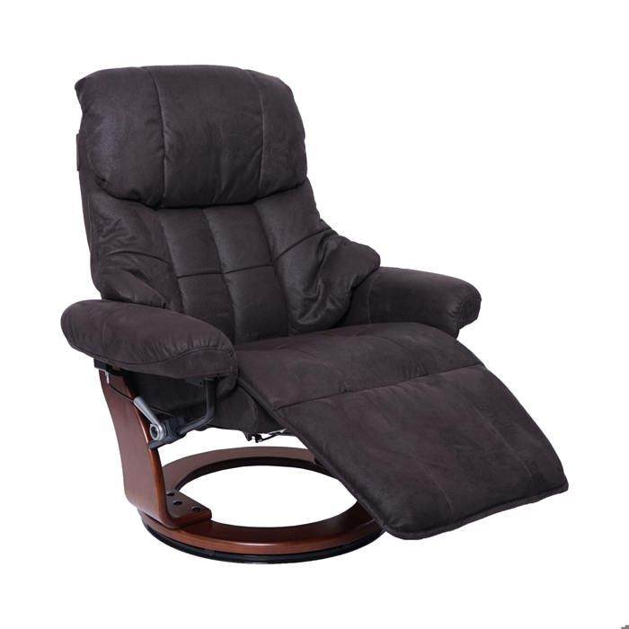 Fauteuil de relaxation avec repose pieds reglable pivotant en tissu/textile capacite de charge 150 kg marron noir aspect noyer 04_ Fauteuil de relaxation avec repose pieds reglable pivotant en tissu/textile capacite de charge 150 kg marron noir aspect noyer 04_