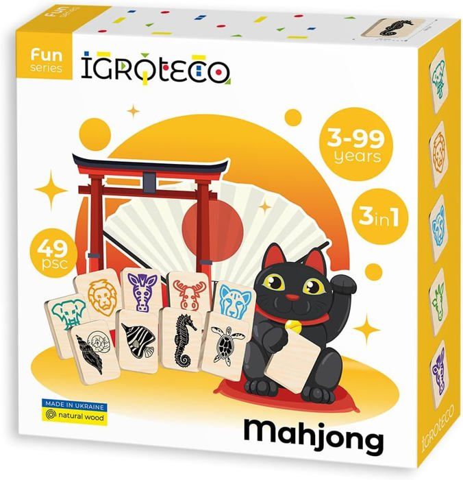 Igroteco® Mahjong de Madera Infantil – Juego Educativo de Criaturas Marinas y Animales Salvajes para Memoria, Lógica y Motricidad Fina