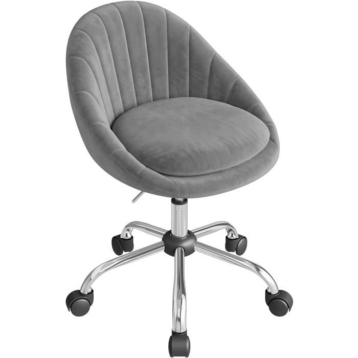 Chaise de bureau en velours gris clair - WOLTU - Double coussin - Réglable en hauteur - Pivotante à 360° - À roulettes Chaise de bureau en velours gris clair - WOLTU - Double coussin - Réglable en hauteur - Pivotante à 360° - À roulettes