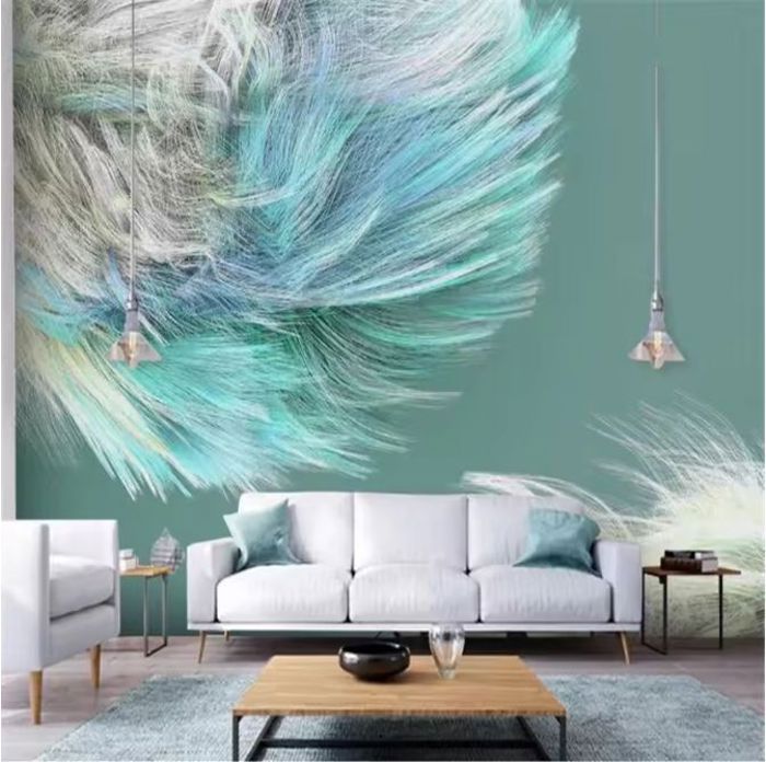 Papier Peint Panoramique 3D moderne minimaliste abstrait couleur vague ...