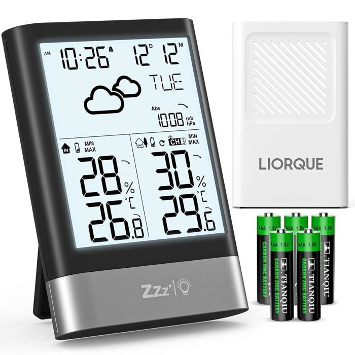 Station Météo Sans Fil - Thermomètre Hygromètre Intérieur/Extérieur - Ecran LED Avec Alarme